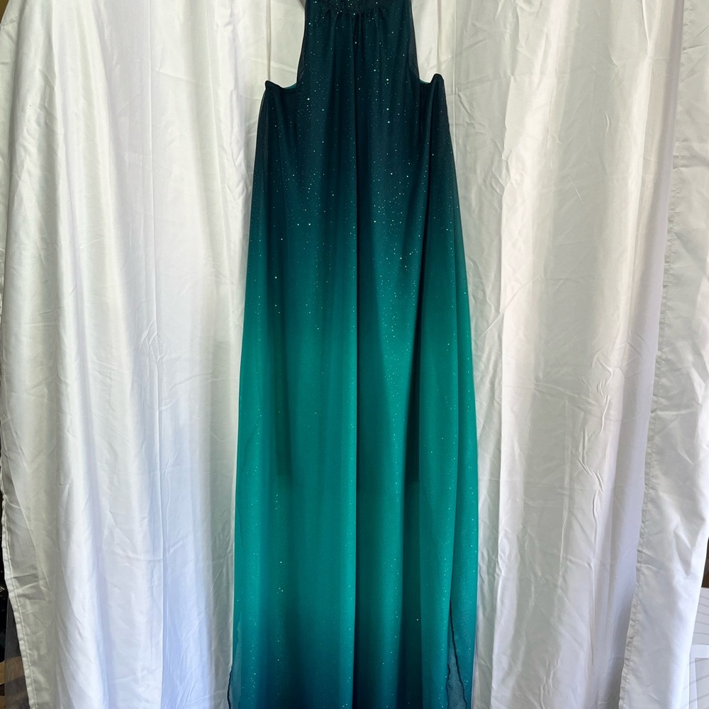 VENUS Teal Halter Maxi Gown